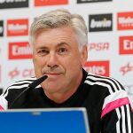 Ancelotti, hoy en sala de prensa en la previa a la visita en Liga a Vallecas