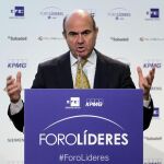 El ministro de Economía, Luis de Guindos, en su intervención en el encuentro informativo Foro Líderes,