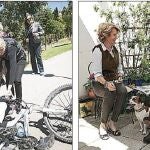 Cristina Cifuentes paseó en bicicleta por Madrid Río. Después de pasear a «Pecas», Esperanza Aguirre se relajó con la prensa