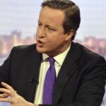 El primer ministro británico, David Cameron, durante la entrevista a la BBC