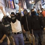 Asistentes a la concentración convocada por la Coordinadora 25S,en la Puerta del Sol y zonas aledañas.