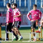 Imagen del entranmiento madridista de esta mañana en Valdebebas