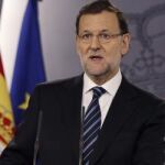 Mariano Rajoy durante la comparecencia de hoy.