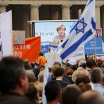 La canciller germana, Angela Merkel, ayer en Berlín
