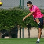 Luis Suárez, durante el entrenamiento de hoy