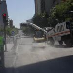 Asfaltado de una calle en la Comunidad de Madrid 