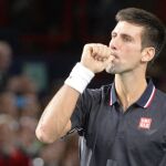 Novak Djokovic celebra el triunfo ante Milos Raonic