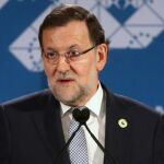 El presidente del Gobierno español, Mariano Rajoy, durante la rueda de prensa en la que anunció su viaje a Cataluña para explicar su posición ante el 9N