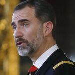 Felipe VI, durante el discurso que pronunció en el Salon del Trono del Palacio Real.