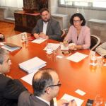 El presidente catalán, Artur Mas, se ha reunido en el Palau de la Generalitat con los líderes de CiU, ERC, ICV-EUiA y la CUP
