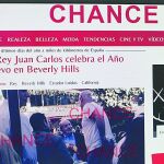 La noticia de Don Juan Carlos en Los Ángeles, en la web de Chance