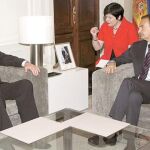 Zapatero y LaHood, durante el encuentro que mantuvieron ayer