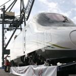 El primer AVE Talgo fabricado para Arabia Saudí ha salido hoy desde Barcelona en un buque especial con destino Jeddah (Arabia Saudí).