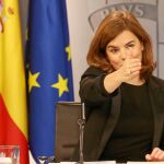 La vicepresidenta, ayer, tras la reunión del Consejo de Ministros