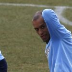 Joao Miranda, durante un entrenamiento del Atlético de Madrid