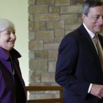 Janet Yellen y Mario Draghi en el simposium Jackson Hole Economic Policy