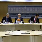 El ministro de Hacienda, Cristóbal Montoro (c) preside la sesión plenaria del Consejo para la Unidad de Mercado, esta tarde en Madrid.