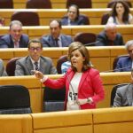 La vicepresidenta del Gobierno, Soraya Sáenz de Santamaría, hoy en el Senado