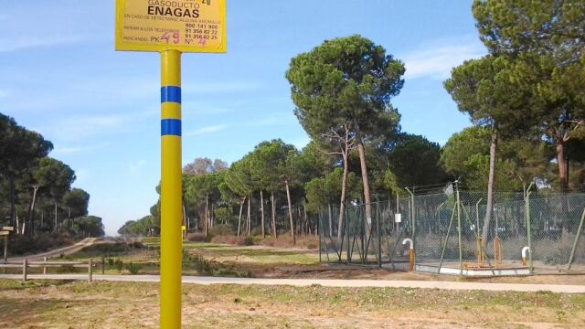 El gaseoducto existente alcanza el borde del espacio natural de Doñana en Hinojos, en el Paraje del Arrayán