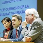 Rambla ayer durante la presentación del anteproyecto, con la directora general de Comercio y el secretario del Observatorio del sector