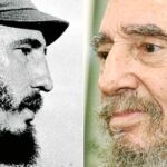 Un joven Fidel Castro, armado y uniformado, en Sierra Maestra durante la Revolución Cubana en 1959. Un Castro octogenario con su famoso uniforme ¿un chándal¿ en un encuentro en La Habana