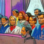 Bosquejo de los «peligrosos» espías rusos durante la vista en la que se declararon culpables