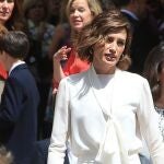 La modelo en la comunión de su hijo