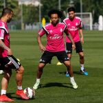 Imagen del entrenamiento del Real Madrid de este jueves