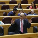 El ministro de Hacienda, Cristóbal Montoro, interviene durante la sesión de control al Gobierno, esta tarde en el pleno del Senado