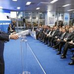 Cristóbal Montoro, en un momento de su intervención en la sede de LA RAZÓN