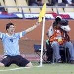 Suárez celebra el gol que le dio victoria a su equipo