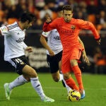 Jordi Alba, durante un partido de Liga contra el Valencia