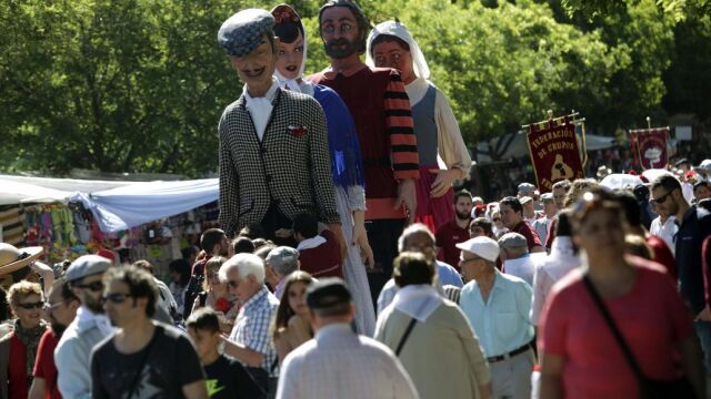Gigantes y cabezudos en la Pradera de San Isidro en 2019, con motivo de la festividad del patrón de Madrid