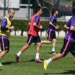 Imagen del entrenamiento blaugrana de este lunes