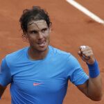 Rafael Nadal celebra su victoria sobre Nicolás Almagro