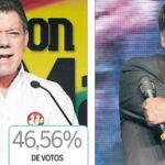 Juan Manuel Santos (izq.) celebró ayer con «humildad» su claro triunfo en la primera vuelta