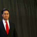 Ed Miliband durante la noche electoral