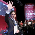 Ed Miliband presentó ayer el manifiesto laborista en un mitin en Manchester