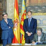 El secretario general de CC.OO, Francisco Molina, durante la firma de la Estrategia de Política Industrial (EPI) 2010-2015