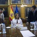 Fátima Báñez durante la reunión con los representantes de las organizaciones representativas de los trabajadores autónomos y de la Economía Social