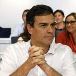 El secretario general del PSOE, Pedro Sánchez, durante la reunión del Comité Federal.