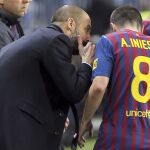 Iniesta y Guardiola, en la que época que eran entrenador y pupilo