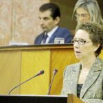 La consejera de Hacienda y Administración Pública, Carmen Martínez Aguayo, durante el último Pleno del Parlamento