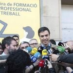 El secretario general del PSOE, Pedro Sánchez, hoy en Lérida.