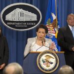 La fiscal general estadounidense, Loretta Lynch, en rueda de prensa en el Departamento de Justicia de Nueva York