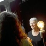 Jordi Pujol y la presidenta de Òmnium rodando el spot para animar a los ciudadanos