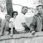 De izquierda a derecha, Gabriel Celaya, Blas de Otero, Rosario Conde, Carlos Barral y José Agustín Goytisolo