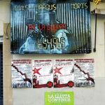 La plaza del Raspall estaba ayer llena de pancartas de apoyo a la «homenajeada», la colaboradora de ETA Laura Riera