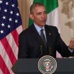 Barack Obama, durante la rueda de prensa que ha ofrecido junto a Matteo Renzi.