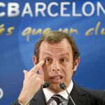 Sandro Rosell tuvo ayer un encuentro con los medios con motivo de la tradicional comida de Navidad